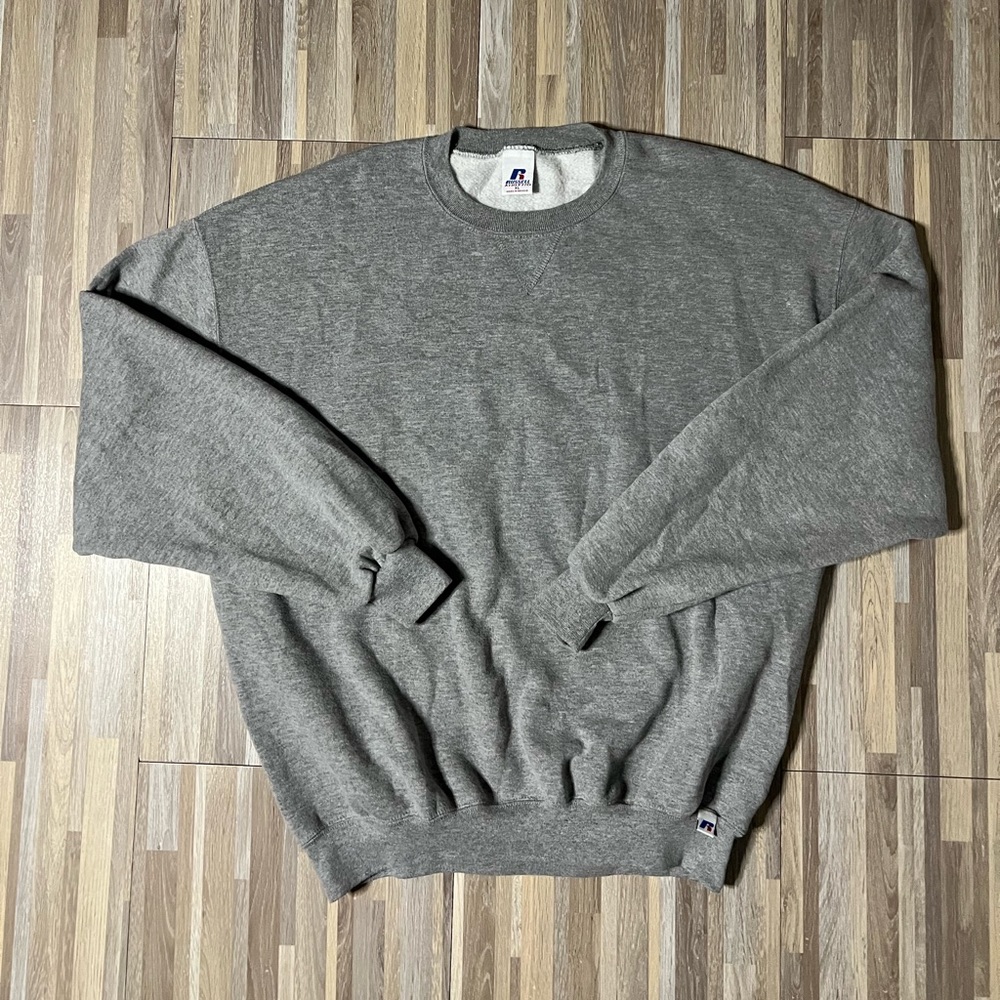 Vintage Y2K Russell Athletic Blank Gray Crewneck Sweatshirt Men’s Size XL